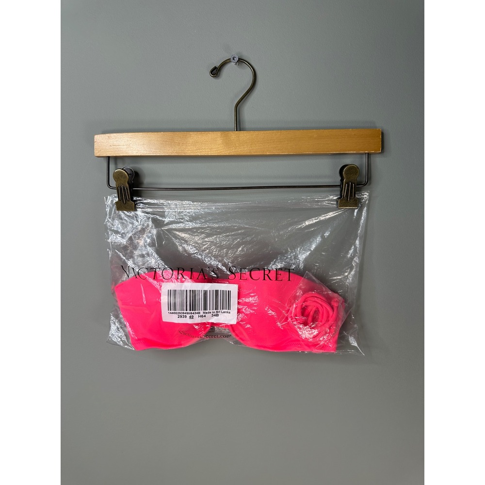 Victoria's Secret Bandeau Bikini Top Womens 34B Pink Strapless Straps